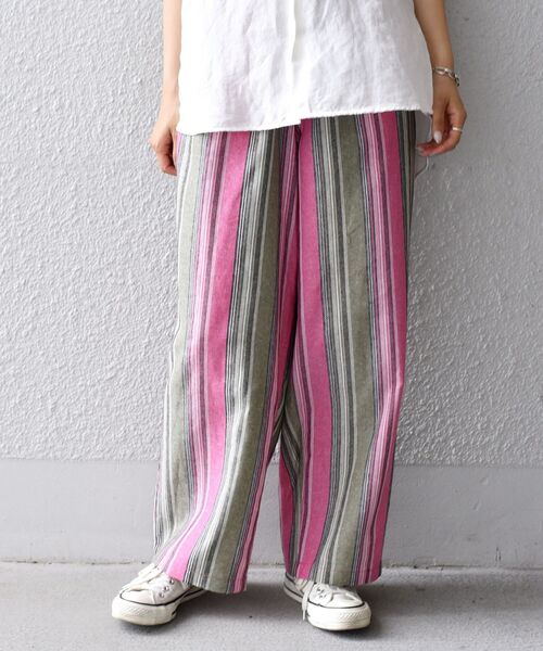 MACOBER（マコバ）の「【WEB限定/SHIPS別注】MACOBER: コットン/リネン ピンク ストライプ ワイド ストレート シェフパンツ（その他パンツ・メンズ・ピンク/ピンク系/ラベンダー・SMALL/MEDIUM/LARGE）」の2枚目の写真