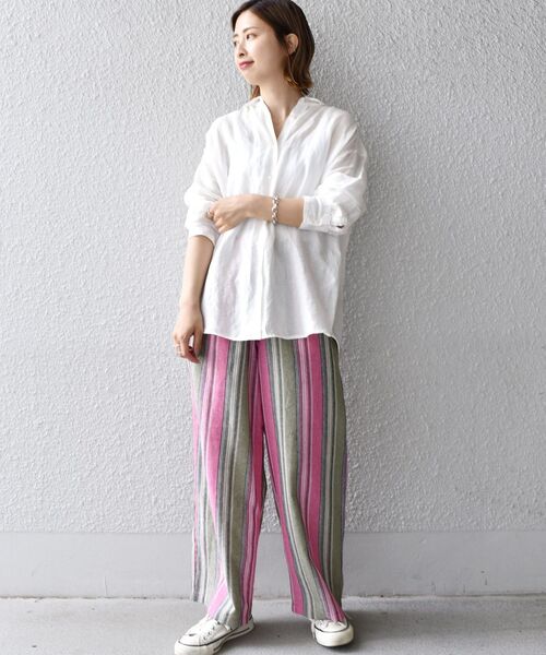 MACOBER（マコバ）の「【WEB限定/SHIPS別注】MACOBER: コットン/リネン ピンク ストライプ ワイド ストレート シェフパンツ（その他パンツ・メンズ・ピンク/ピンク系/ラベンダー・SMALL/MEDIUM/LARGE）」の6枚目の写真