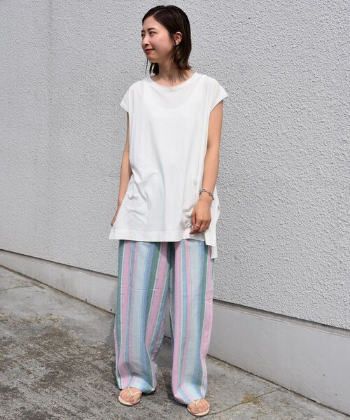 MACOBER（マコバ）の「【WEB限定/SHIPS別注】MACOBER: コットン/リネン ピンク ストライプ ワイド ストレート シェフパンツ（その他パンツ・メンズ・ピンク/ピンク系/ラベンダー・SMALL/MEDIUM/LARGE）」の8枚目の写真