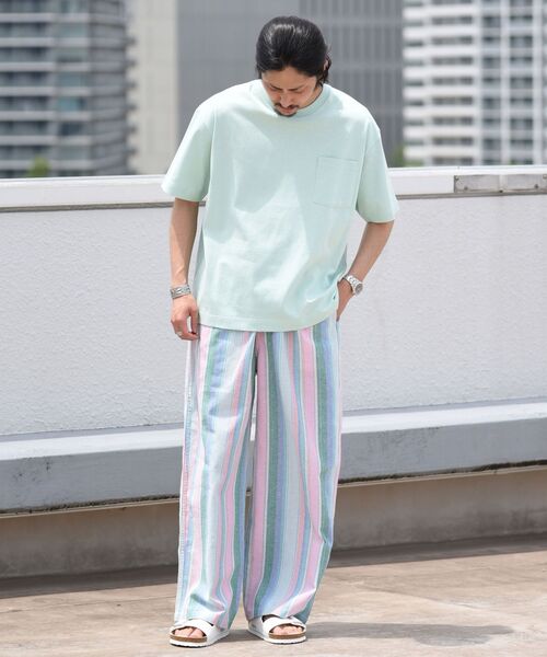 MACOBER（マコバ）の「【WEB限定/SHIPS別注】MACOBER: コットン/リネン ピンク ストライプ ワイド ストレート シェフパンツ（その他パンツ・メンズ・ピンク/ピンク系/ラベンダー・SMALL/MEDIUM/LARGE）」の5枚目の写真