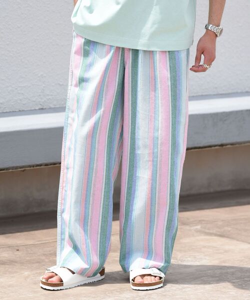 MACOBER（マコバ）の「【WEB限定/SHIPS別注】MACOBER: コットン/リネン ピンク ストライプ ワイド ストレート シェフパンツ（その他パンツ・メンズ・ピンク/ピンク系/ラベンダー・SMALL/MEDIUM/LARGE）」の14枚目の写真