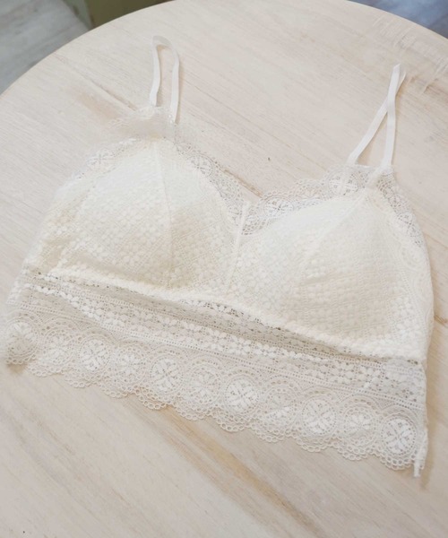 CORNERS（コーナーズ）の「レースブラトップ（キャミソール・レディース・ホワイト/ブラック/マスタード/ブラウン/カーキ・M）」の6枚目の写真