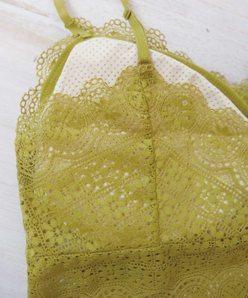 CORNERS（コーナーズ）の「レースブラトップ（キャミソール・レディース・ホワイト/ブラック/マスタード/ブラウン/カーキ・M）」の7枚目の写真