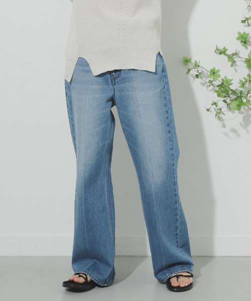 SENSE OF PLACE by URBAN RESEARCH(センスオブプレイスバイアーバンリサーチ)の「センタープレスフレアデニム(デニムパンツ・レディース・ワンウォッシュ/ライトインディゴブルー・MEDIUM/SMALL)」の6枚目の写真