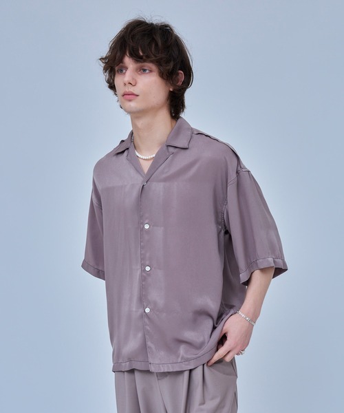 UNITED TOKYO（ユナイテッドトウキョウ）の「スエードサテンオープンカラーシャツ（シャツ/ブラウス・メンズ・ピンク/ブラック/ベージュ/サックスブルー・1/2）」の15枚目の写真