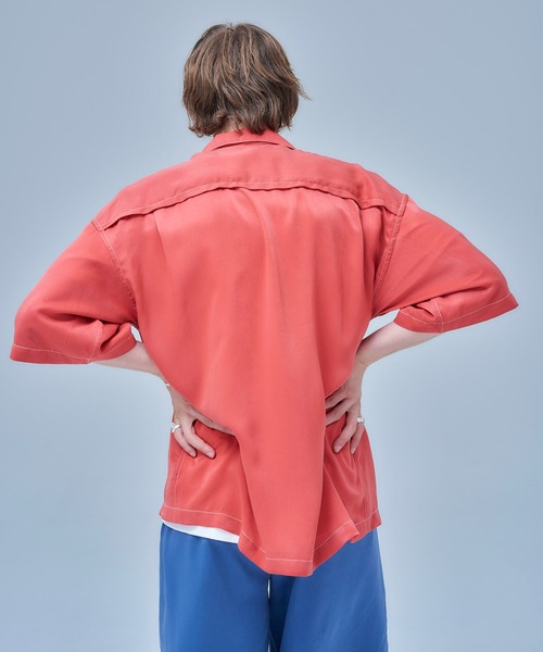 UNITED TOKYO（ユナイテッドトウキョウ）の「スエードサテンオープンカラーシャツ（シャツ/ブラウス・メンズ・ピンク/ブラック/ベージュ/サックスブルー・1/2）」の20枚目の写真