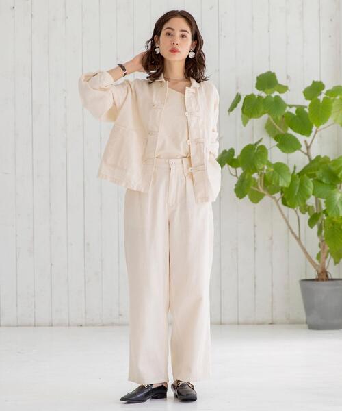 coen（コーエン）の「UVカット機能付きリネンブレンドチャイナジャケット（カバーオール・レディース・ブラック/ナチュラル・LARGE/MEDIUM）」の13枚目の写真