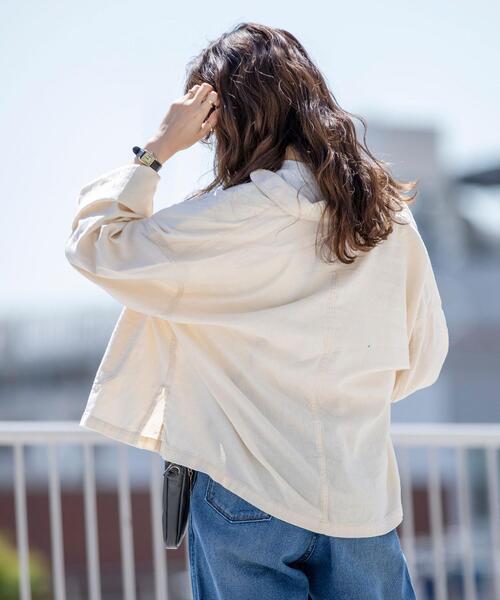 coen（コーエン）の「UVカット機能付きリネンブレンドチャイナジャケット（カバーオール・レディース・ブラック/ナチュラル・LARGE/MEDIUM）」の15枚目の写真