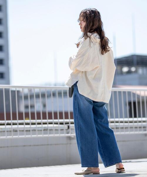 coen（コーエン）の「UVカット機能付きリネンブレンドチャイナジャケット（カバーオール・レディース・ブラック/ナチュラル・LARGE/MEDIUM）」の6枚目の写真