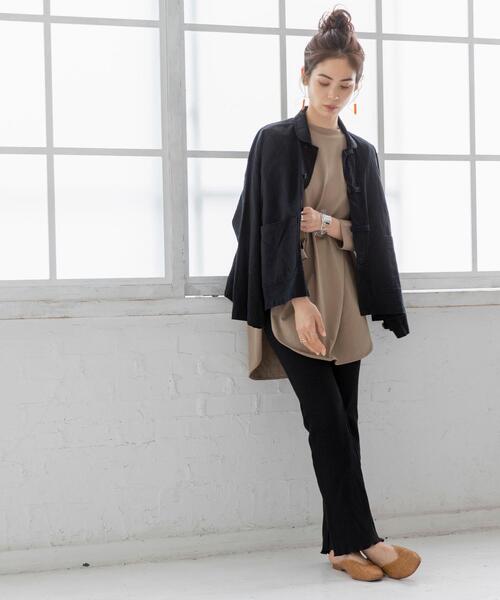 coen（コーエン）の「UVカット機能付きリネンブレンドチャイナジャケット（カバーオール・レディース・ブラック/ナチュラル・LARGE/MEDIUM）」の18枚目の写真