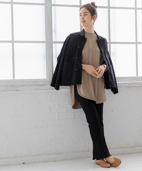 coen（コーエン）の「UVカット機能付きリネンブレンドチャイナジャケット（カバーオール・レディース・ブラック/ナチュラル・LARGE/MEDIUM）」の9枚目の写真