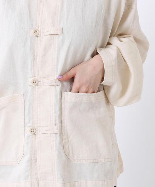 coen（コーエン）の「UVカット機能付きリネンブレンドチャイナジャケット（カバーオール・レディース・ブラック/ナチュラル・LARGE/MEDIUM）」の19枚目の写真