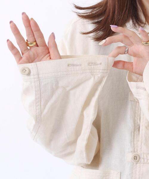 coen（コーエン）の「UVカット機能付きリネンブレンドチャイナジャケット（カバーオール・レディース・ブラック/ナチュラル・MEDIUM/LARGE）」の22枚目の写真