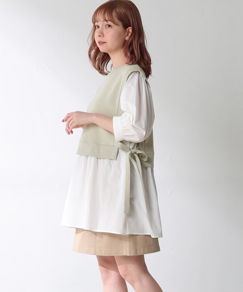 Honeys（ハニーズ）の「レイヤード風チュニック（その他トップス・レディース・ブラック/ベージュ/オリーブ/ピンク・S/M/L）」の3枚目の写真