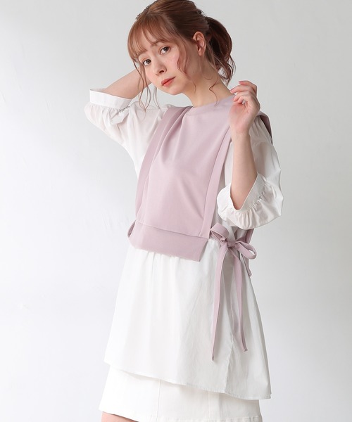 Honeys（ハニーズ）の「レイヤード風チュニック（その他トップス・レディース・ブラック/ベージュ/オリーブ/ピンク・S/M/L）」の4枚目の写真