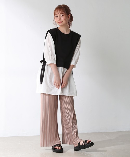 Honeys（ハニーズ）の「レイヤード風チュニック（その他トップス・レディース・ブラック/ベージュ/オリーブ/ピンク・S/M/L）」の5枚目の写真