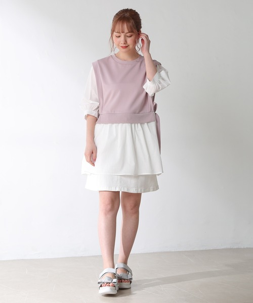 Honeys（ハニーズ）の「レイヤード風チュニック（その他トップス・レディース・ブラック/ベージュ/オリーブ/ピンク・S/M/L）」の10枚目の写真