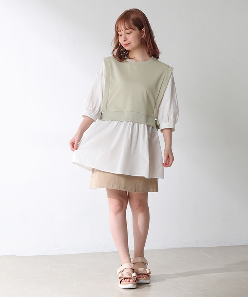 Honeys（ハニーズ）の「レイヤード風チュニック（その他トップス・レディース・ブラック/ベージュ/オリーブ/ピンク・S/M/L）」の13枚目の写真