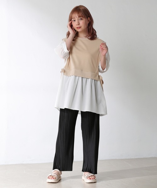 Honeys（ハニーズ）の「レイヤード風チュニック（その他トップス・レディース・ブラック/ベージュ/オリーブ/ピンク・S/M/L）」の22枚目の写真