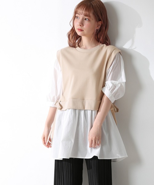 Honeys（ハニーズ）の「レイヤード風チュニック（その他トップス・レディース・ブラック/ベージュ/オリーブ/ピンク・S/M/L）」の19枚目の写真