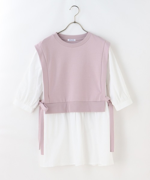 Honeys（ハニーズ）の「レイヤード風チュニック（その他トップス・レディース・ブラック/ベージュ/オリーブ/ピンク・S/M/L）」の9枚目の写真