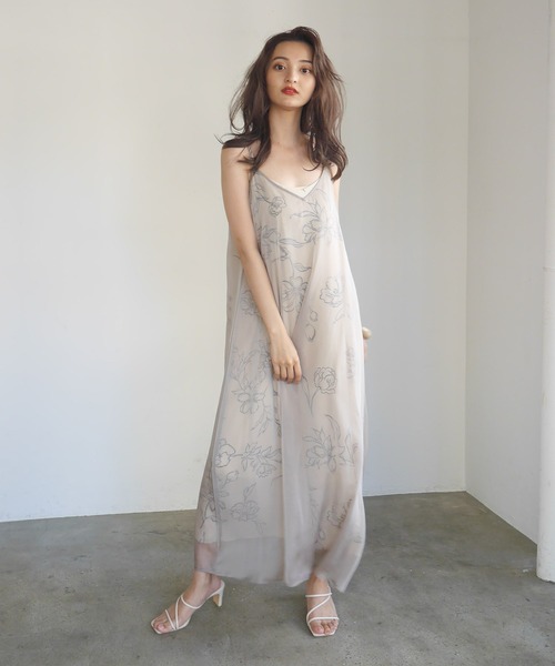 LADYMADE(レディメイド)の「シアーキャミソールレイヤードワンピース(ワンピース・レディース・カーキ/ライトベージュ/ブラック・FREE)」の3枚目の写真