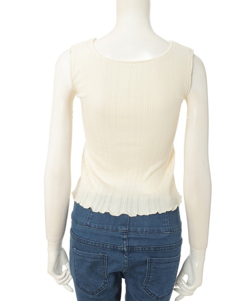 fifth(フィフス)の「ヘンリーネックカップ付リブタンクトップ(キャミソール・レディース・カーキ/アイボリー/グレイッシュベージュ・MEDIUM)」の7枚目の写真