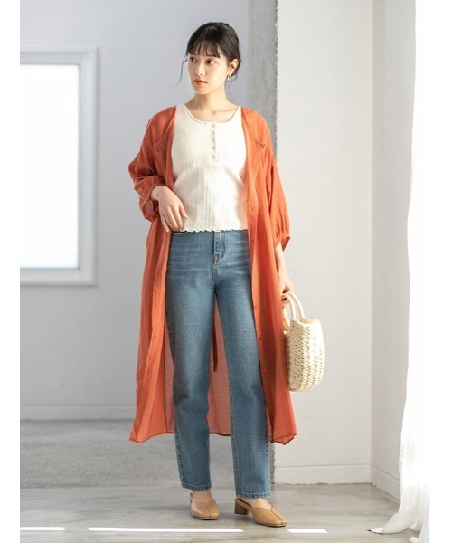 fifth(フィフス)の「ヘンリーネックカップ付リブタンクトップ(キャミソール・レディース・カーキ/アイボリー/グレイッシュベージュ・MEDIUM)」の16枚目の写真