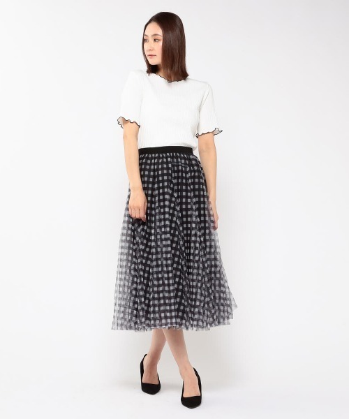 MEW'S REFINED CLOTHES(ミューズリファインドクローズ)の「ギンガムチェックチュールフレアスカート(スカート・レディース・ブラウン系その他/ホワイト×ブラック・MEDIUM)」の9枚目の写真