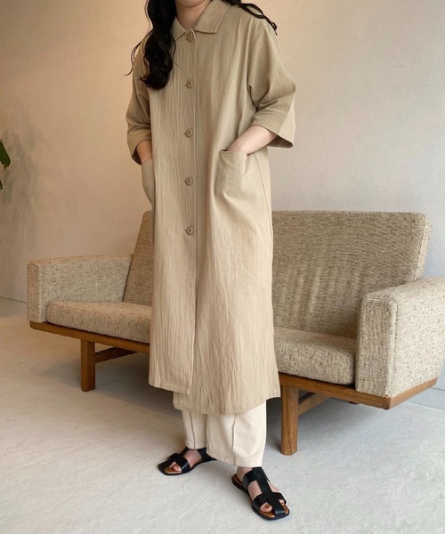 lawgy（ラウジー）の「airy outer op（ワンピース・レディース・ライトベージュ/キャメル/ホワイト・FREE）」の6枚目の写真