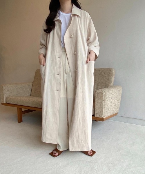 lawgy（ラウジー）の「airy outer op（ワンピース・レディース・ライトベージュ/キャメル/ホワイト・FREE）」の4枚目の写真