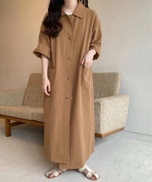 lawgy（ラウジー）の「airy outer op（ワンピース・レディース・ライトベージュ/キャメル/ホワイト・FREE）」の20枚目の写真