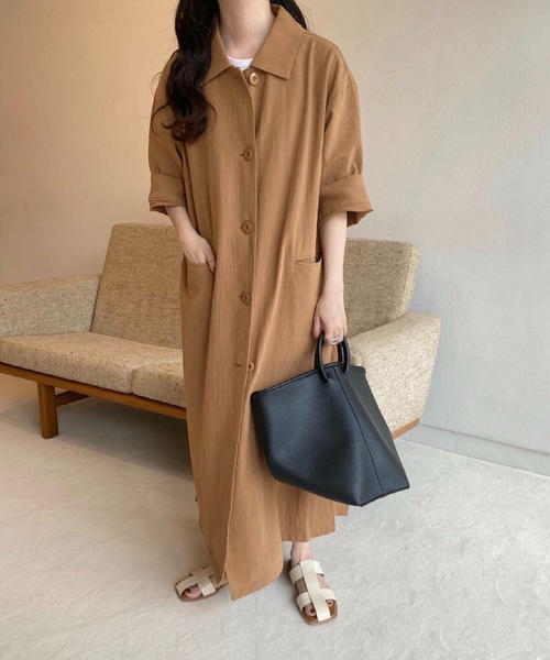 lawgy（ラウジー）の「airy outer op（ワンピース・レディース・ライトベージュ/キャメル/ホワイト・FREE）」の9枚目の写真