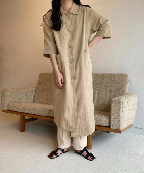 lawgy（ラウジー）の「airy outer op（ワンピース・レディース・ライトベージュ/キャメル/ホワイト・FREE）」の7枚目の写真