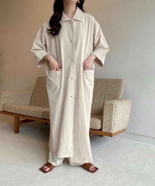 lawgy（ラウジー）の「airy outer op（ワンピース・レディース・ライトベージュ/キャメル/ホワイト・FREE）」の12枚目の写真