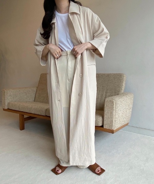 lawgy（ラウジー）の「airy outer op（ワンピース・レディース・ライトベージュ/キャメル/ホワイト・FREE）」の11枚目の写真