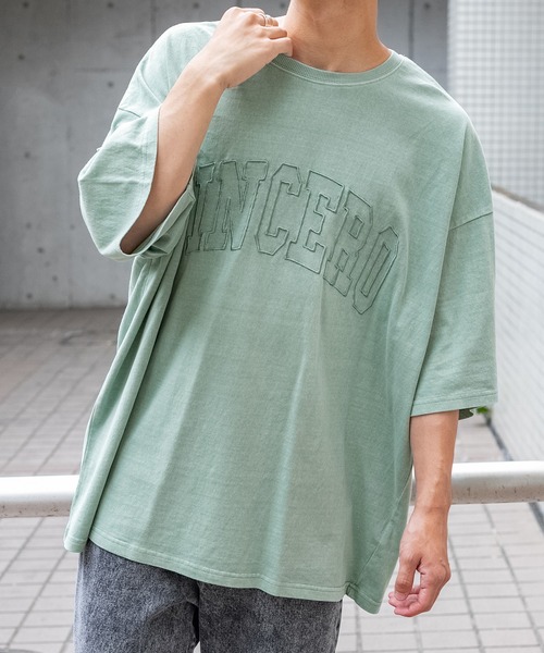 PairPair（ペアペア）の「ピグメント刺繍ロゴT(ユニセックス)（Tシャツ/カットソー・レディース・ライトグリーン/ライトブラウン/スミクロ/グレイッシュベージュ・MEDIUM/LARGE）」の6枚目の写真