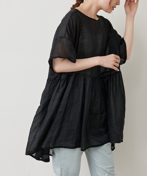 PUAL CE CIN（ピュアルセシン）の「【Du noir】ラミー後ろリボンブラウス（シャツ/ブラウス・レディース・ホワイト/ブラック/ライトグレー/ベージュ・FREE）」の2枚目の写真