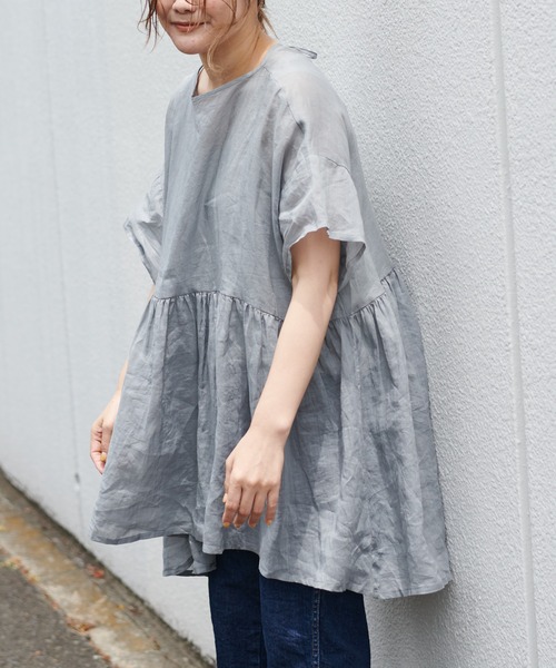 PUAL CE CIN（ピュアルセシン）の「【Du noir】ラミー後ろリボンブラウス（シャツ/ブラウス・レディース・ホワイト/ブラック/ライトグレー/ベージュ・FREE）」の7枚目の写真