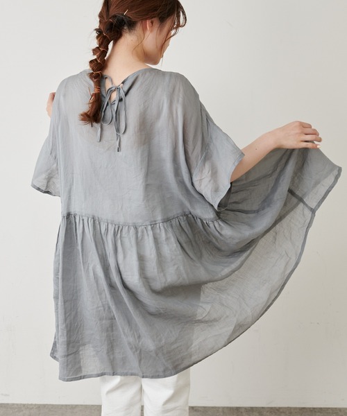 PUAL CE CIN（ピュアルセシン）の「【Du noir】ラミー後ろリボンブラウス（シャツ/ブラウス・レディース・ホワイト/ブラック/ライトグレー/ベージュ・FREE）」の16枚目の写真