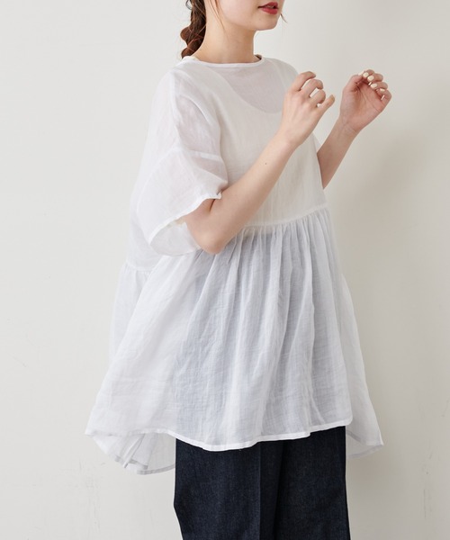 PUAL CE CIN（ピュアルセシン）の「【Du noir】ラミー後ろリボンブラウス（シャツ/ブラウス・レディース・ホワイト/ブラック/ライトグレー/ベージュ・FREE）」の12枚目の写真