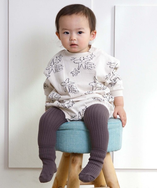 MAKE YOUR DAY（メイクユアデイ）の「お星さま総柄ロンパース■70.80cm（ロンパース・キッズ・アイボリー/グレー・70/80）」の2枚目の写真