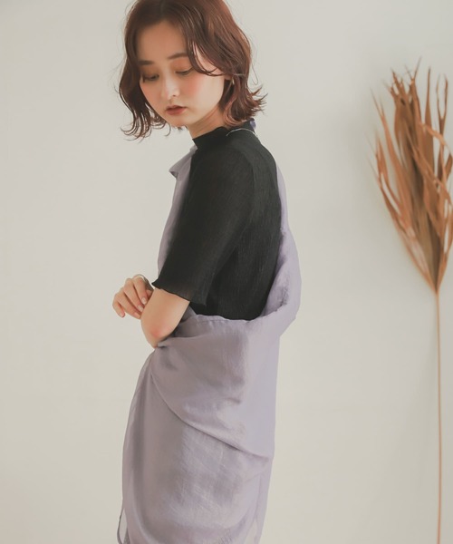 SENSE OF PLACE by URBAN RESEARCH（センスオブプレイスバイアーバンリサーチ）の「ヨウリュウシアーアンサンブル（アンサンブル・レディース・ブラック/オフホワイト/ラベンダー・ONE）」の5枚目の写真