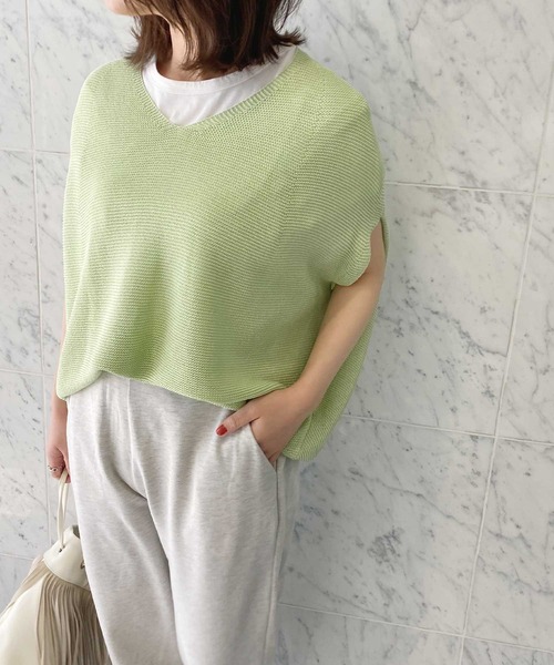 KOBE LETTUCE(コウベレタス)の「レーヨン混ビッグシルエットコクーンサマーニットトップス(ニット/セーター・レディース・ベージュ系その他/ブルー系その他/ピンク/ブラック/オフホワイト/ブラウン系その他/ミント/モカ/ブラック系/ベージュ系/ホワイト/ライラック・FREE)」の9枚目の写真