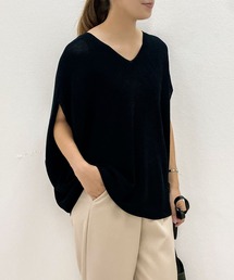 レーヨン混ビッグシルエットコクーンサマーニットトップス