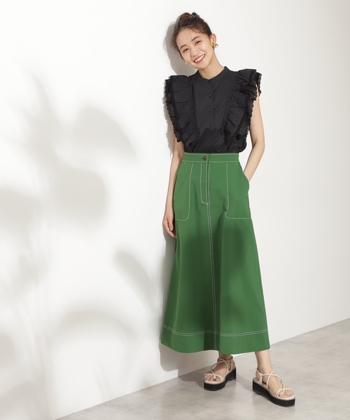 N.（N. Natural Beauty Basic）（エヌエヌナチュラルビューティーベーシック）の「コットンレースフリルスリーブブラウス（シャツ/ブラウス・レディース・ブラック/ホワイト・MEDIUM）」の8枚目の写真