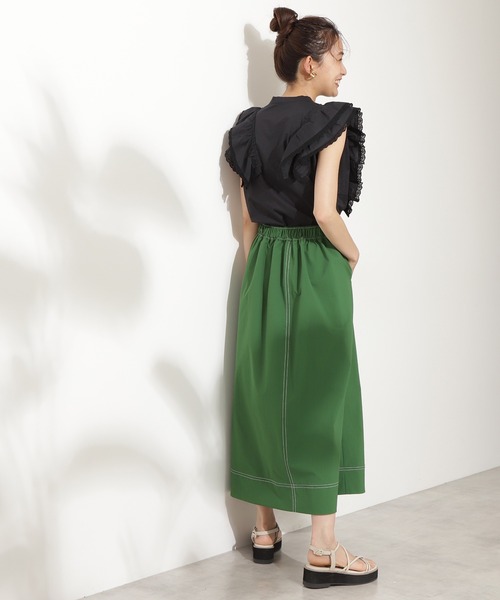 N.（N. Natural Beauty Basic）（エヌエヌナチュラルビューティーベーシック）の「コットンレースフリルスリーブブラウス（シャツ/ブラウス・レディース・ブラック/ホワイト・MEDIUM）」の6枚目の写真