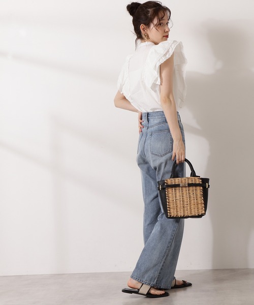 N.（N. Natural Beauty Basic）（エヌエヌナチュラルビューティーベーシック）の「コットンレースフリルスリーブブラウス（シャツ/ブラウス・レディース・ブラック/ホワイト・MEDIUM）」の10枚目の写真