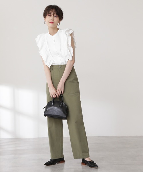 N.（N. Natural Beauty Basic）（エヌエヌナチュラルビューティーベーシック）の「コットンレースフリルスリーブブラウス（シャツ/ブラウス・レディース・ブラック/ホワイト・MEDIUM）」の16枚目の写真