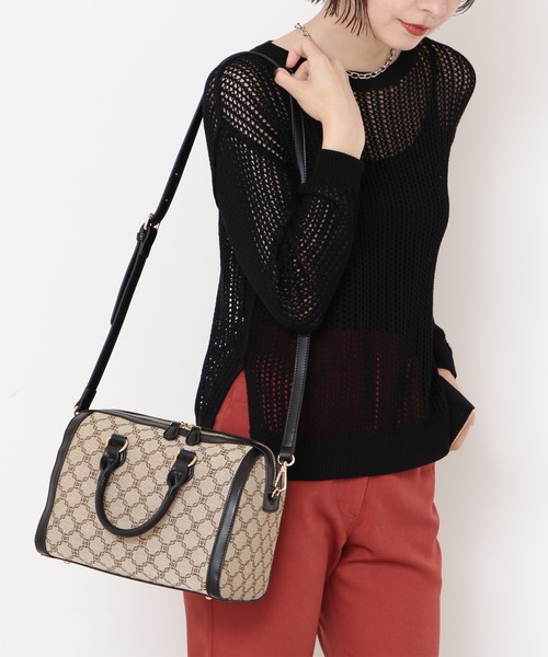 N.（N. Natural Beauty Basic）（エヌエヌナチュラルビューティーベーシック）の「◆モノグラムミニボストンバッグ（ボストンバッグ・レディース・ベージュ系その他/ブラック系その他・ﾌﾘ-）」の13枚目の写真